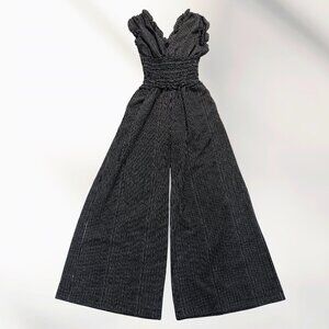 Max Studio Black White Striped Jumpsuit Size M - Wide Leg Sleeveless Romper